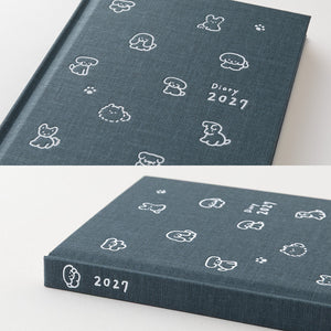 MIDORI Book Style Diary 2027 – B6 – Dog – Navy - NOMADO Store 