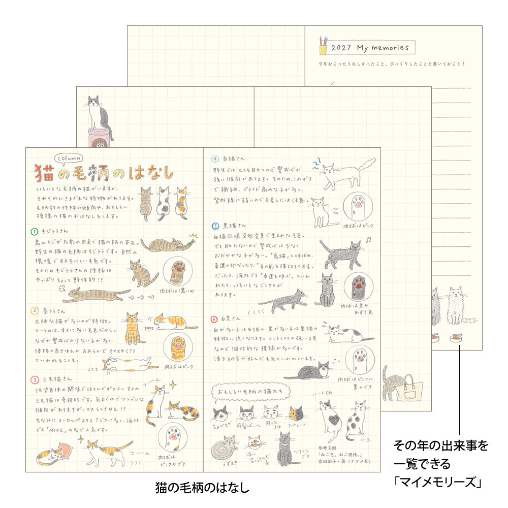 MIDORI Pocket Diary 2027 – B6 Slim – Cat