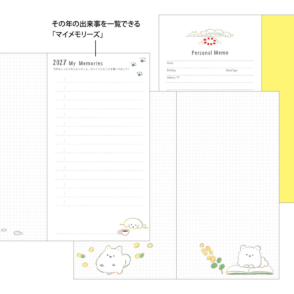 MIDORI Pocket Diary 2027 – B6 Slim – Dog