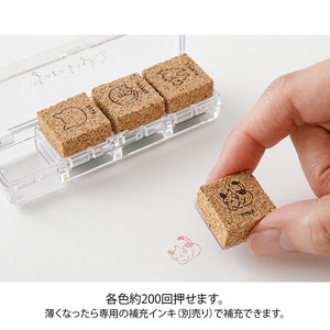 Midori Yuru Log Paintable Pre-Inked Stamp Set (2 patterns)