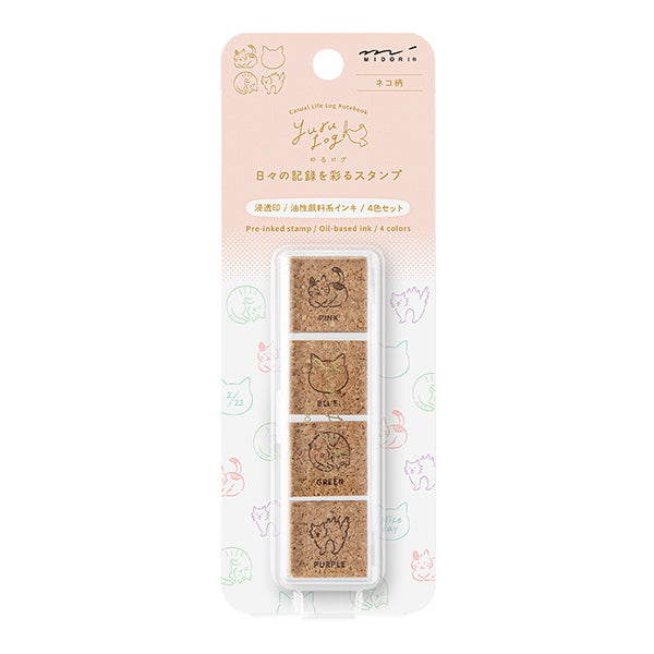 Midori Yuru Log Paintable Pre-Inked Stamp Set (2 patterns)