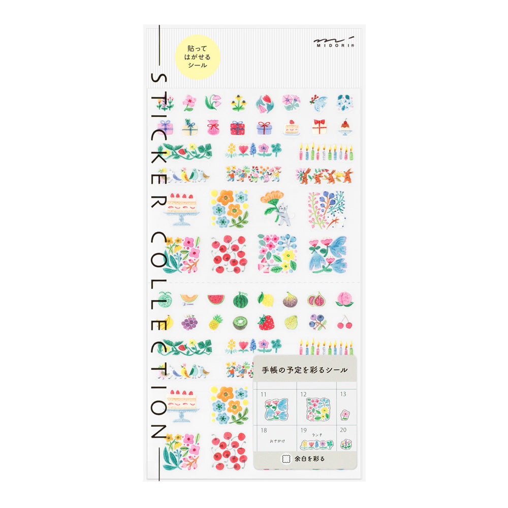 Sticker collection with colorful designs on a white background