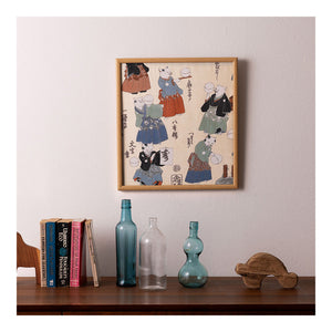 Musubi Ukiyo-e Furoshiki – Cats Juggling Balls – Cream