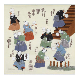 Musubi Ukiyo-e Furoshiki – Cats Juggling Balls – Cream