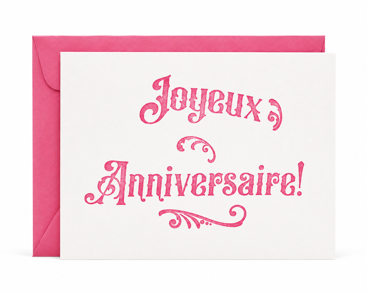 Nomado Kappan - Joyeux Anniversaire – Letterpress Birthday Card in French