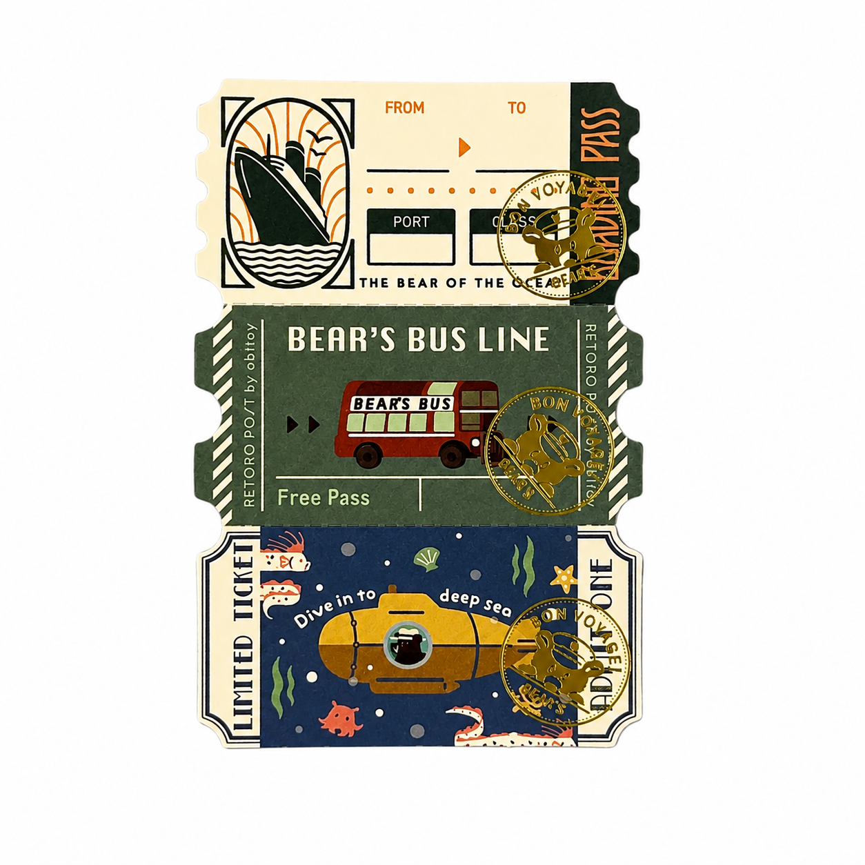 ROKKAKU × ob1toy Ticket Memo Cards – EARTH TOURS & GALAXY TOURS (2 patterns) - NOMADO Store 