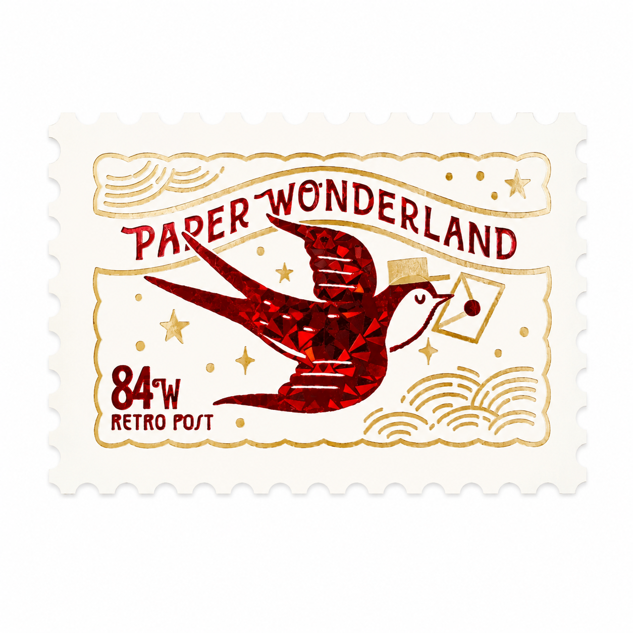 ROKKAKU × ob1toy Foil-Stamped Postcard – Swallow - NOMADO Store 