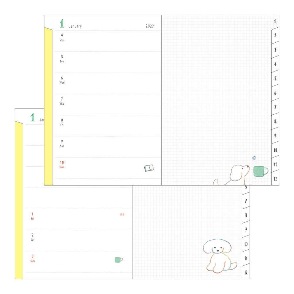 MIDORI Pocket Diary 2027 – B6 – Dog