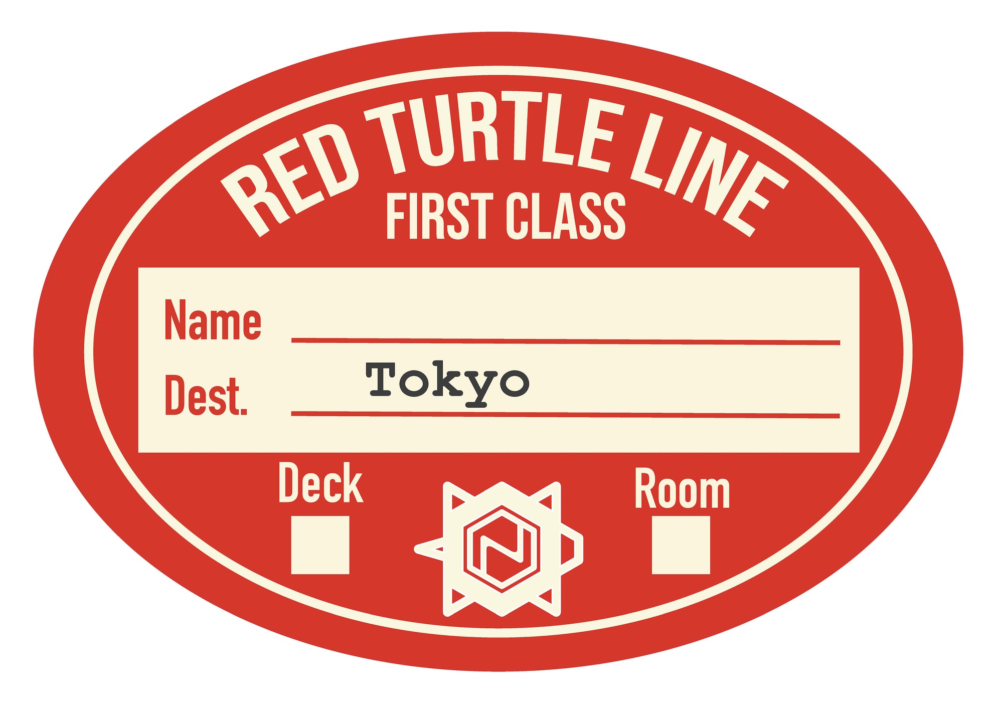 Nomado Designs Red Turtle Line Steamer Label Sticker