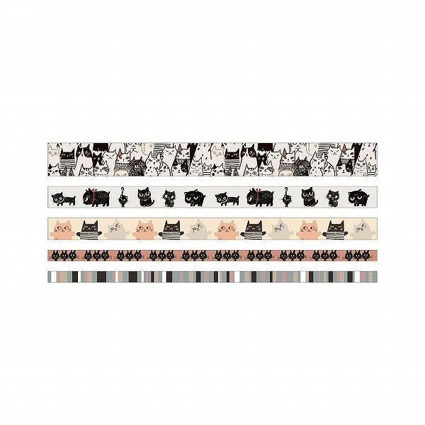 Shinzi Katoh Petit Masking Tape Box – Cats - 5 Mini Washi Tapes
