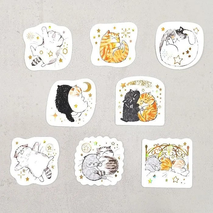 Shinzi Katoh – Cat Gold Foil Flake Stickers (3 designs)