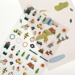 Shinzi Katoh Transparent Sticker Sheet (3 patterns - camping, mystic and Miyazawa)
