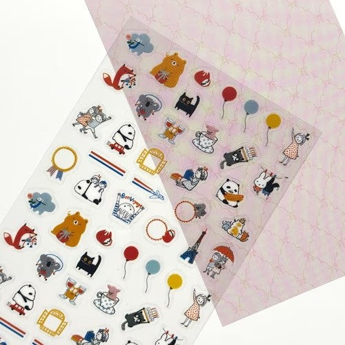 Shinzi Katoh Transparent Sticker Sheet (3 patterns - cute animals)
