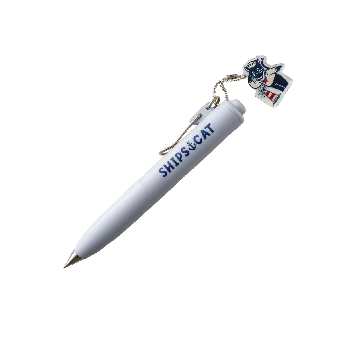 White pen with 'SHIPS & CAT' branding - ob1toy design