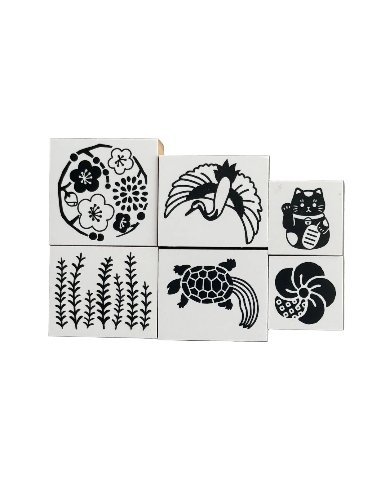 Shachihata wooden rubber stamps (Japanese motifs - 6 patterns) - NOMADO Store 