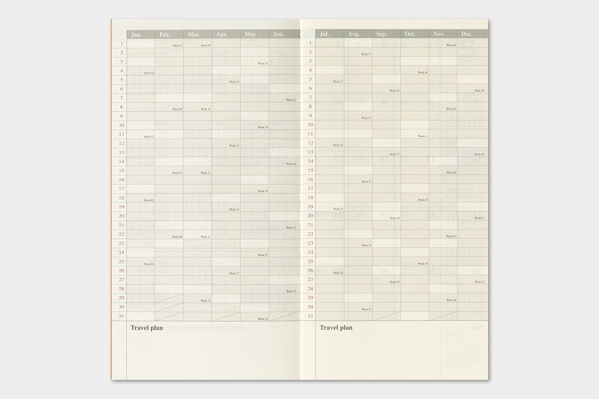 PRE-ORDER - 2027 Traveler's Notebook (TRC) - Monthly Diary (Regular Size)