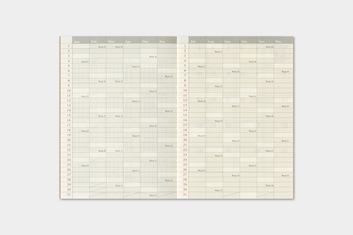 PRE-ORDER - 2027 Traveler's Notebook (TRC) - Monthly Diary refill Passport size