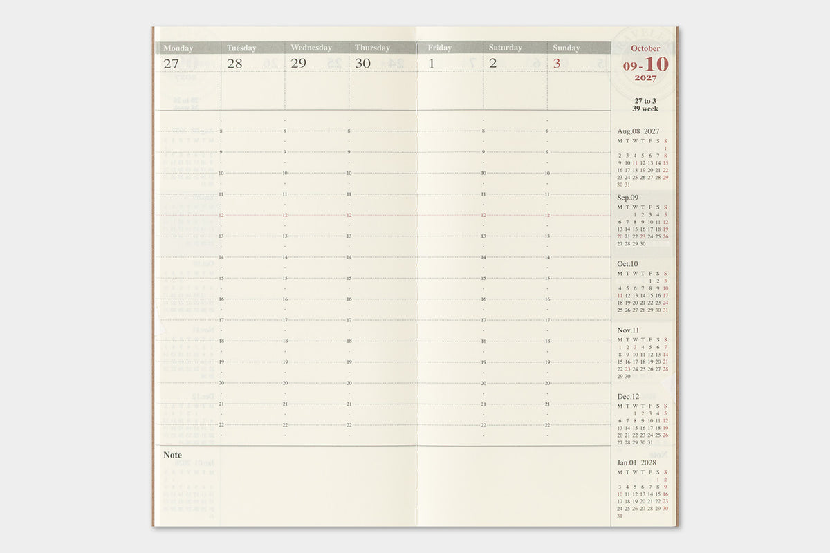 PRE-ORDER - 2027 - Traveler's Notebook (TRC) Weekly Vertical Diary (Regular size)
