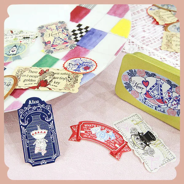 Shinzi Katoh Alice in Wonderland Sticker Flakes in Gold Tin (6 patterns)