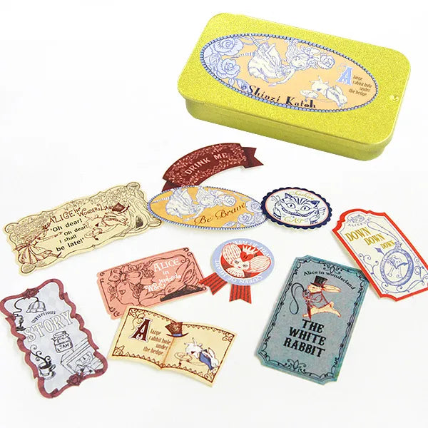 Shinzi Katoh Alice in Wonderland Sticker Flakes in Gold Tin (6 patterns)