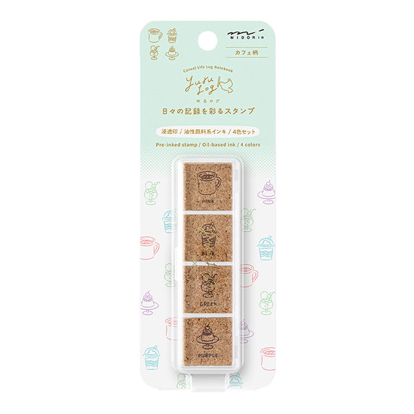 Midori Yuru Log Paintable Pre-Inked Stamp Set (3 patterns) - NOMADO Store 