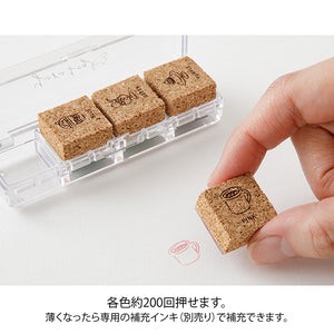 Midori Yuru Log Paintable Pre-Inked Stamp Set (3 patterns) - NOMADO Store 