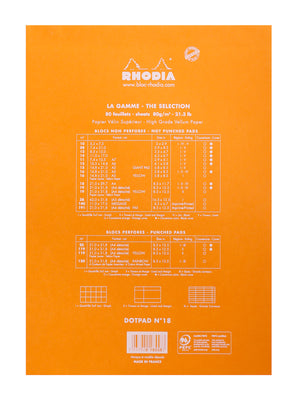 RHODIA Head stapled pad N°18 Dot Grid (orange or black)