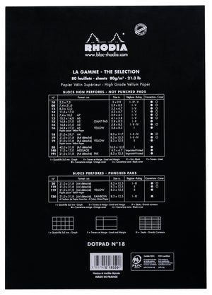 RHODIA Head stapled pad N°18 Dot Grid (orange or black)