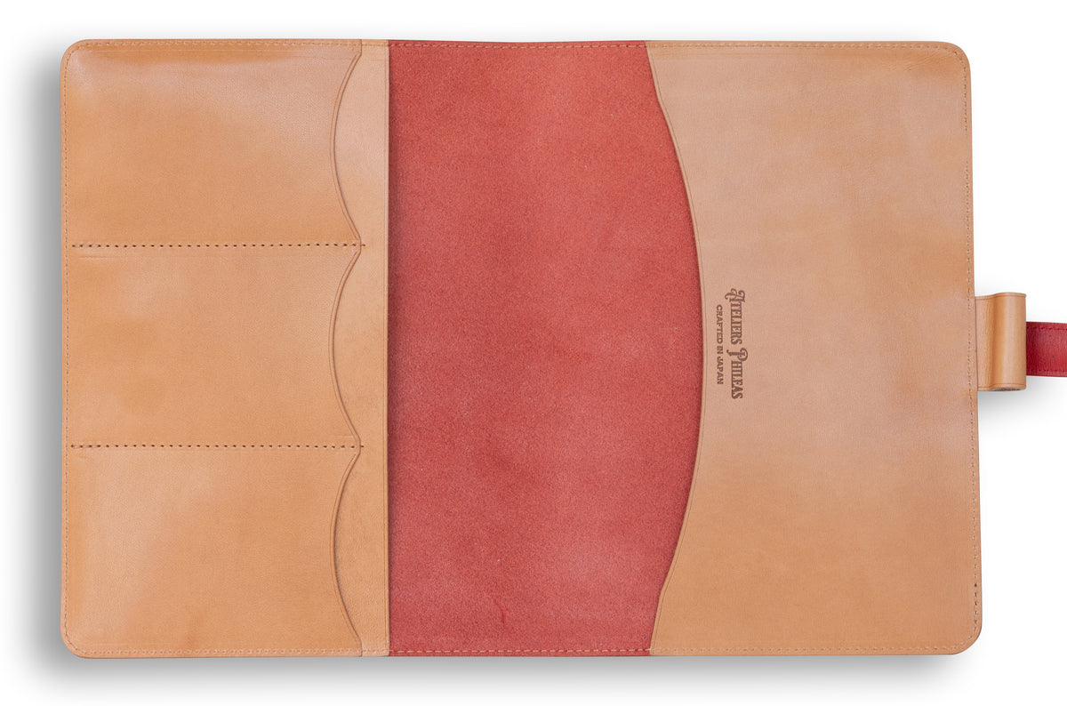 Ateliers Phileas Yokohama Leather A5 Notebook Cover (mandarin red/natural)