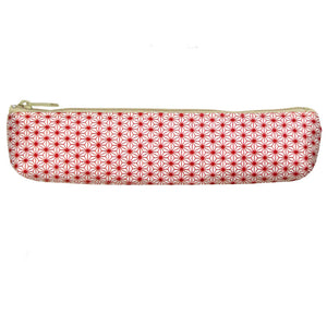 Akashiya Yuzen Japanese Paper Pen Case & Brush Pen (red)