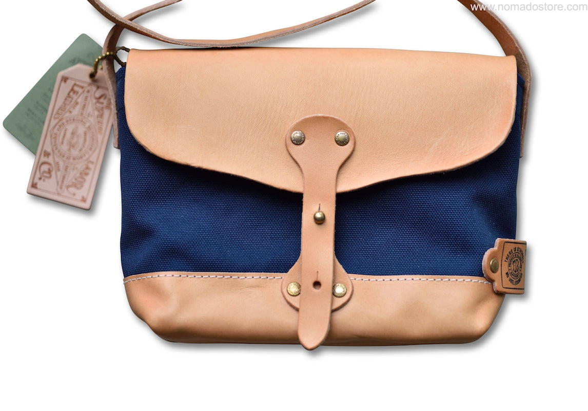 The Superior Labor Paint Small Shoulder bag Ltd. navy canvas, leather bottom. - NOMADO Store 