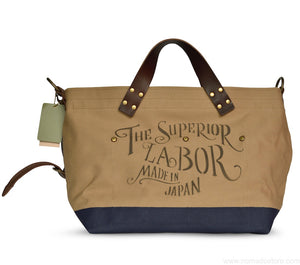 The Superior Labor engineer shoulder bag S beige body navy paint - NOMADO Store 