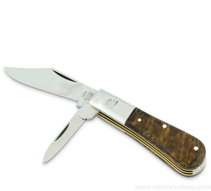 Taylor's Eye Witness Twin Blade Barlow Pocket Knife - Amboyna burr scales & Work back - NOMADO Store 