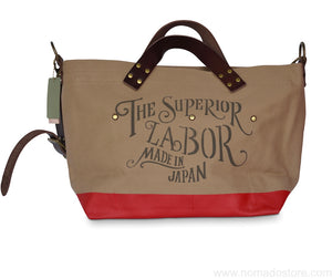 The Superior Labor engineer shoulder bag S beige body red paint - NOMADO Store 