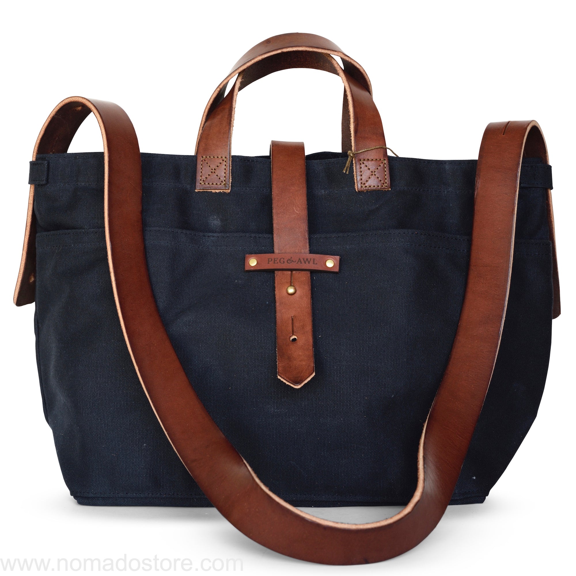 Peg and Awl Waxed Canvas Tote - Coal/Zipper - NOMADO Store 