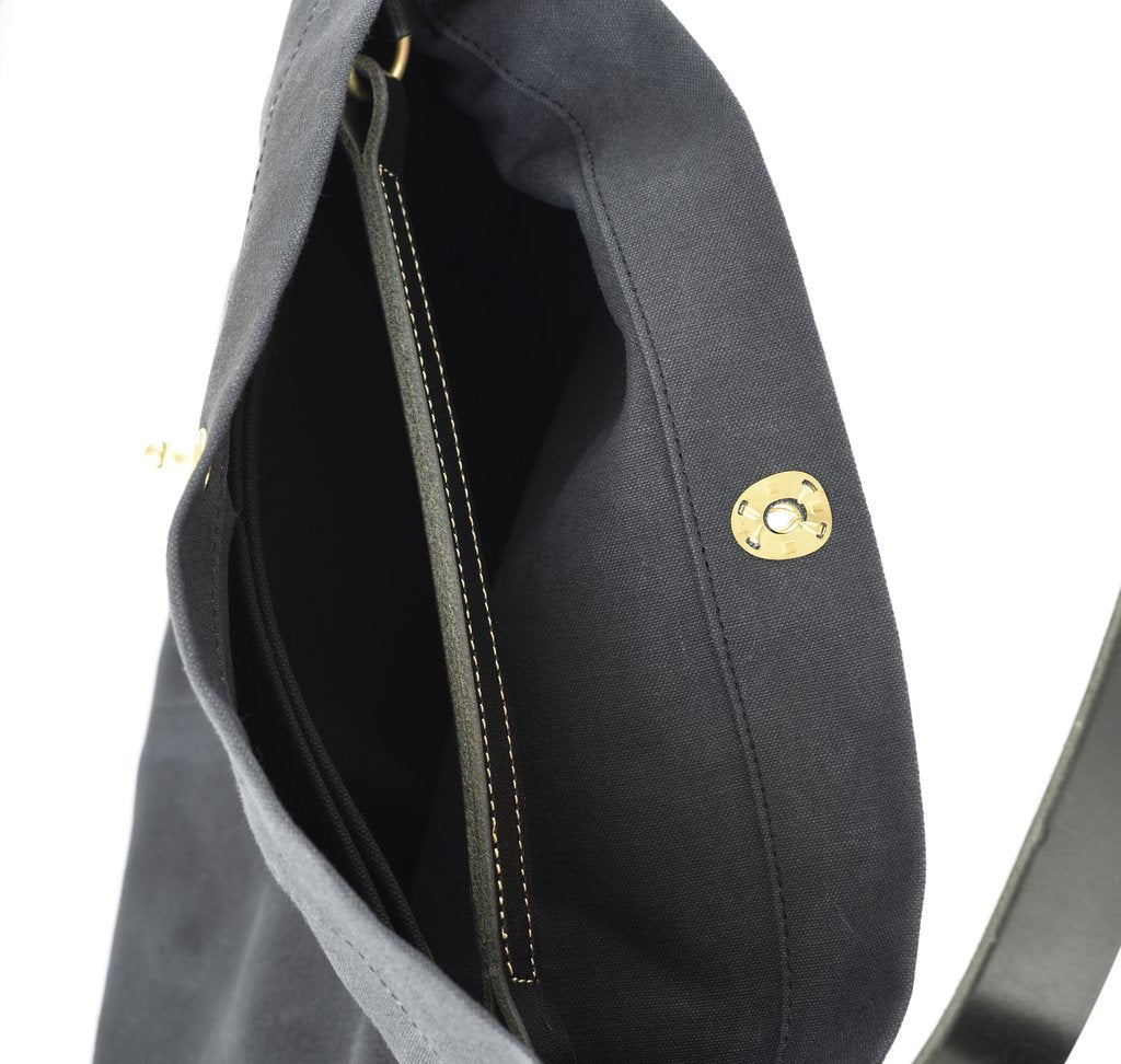 Marineday Fishfly Linen Canvas Shoulder Bag (Black) - NOMADO Store 