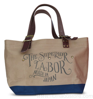 The Superior Labor Engineer Tote bag S beige body navy paint - NOMADO Store 