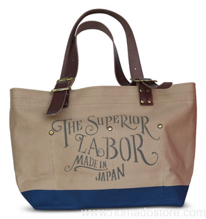 The Superior Labor Engineer Tote bag S beige body navy paint - NOMADO Store 