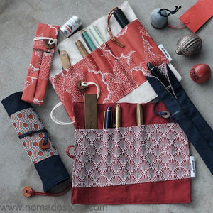 Daruma Factory x Nomado Store Pen Kimono (S or L) Navy/Red Fans