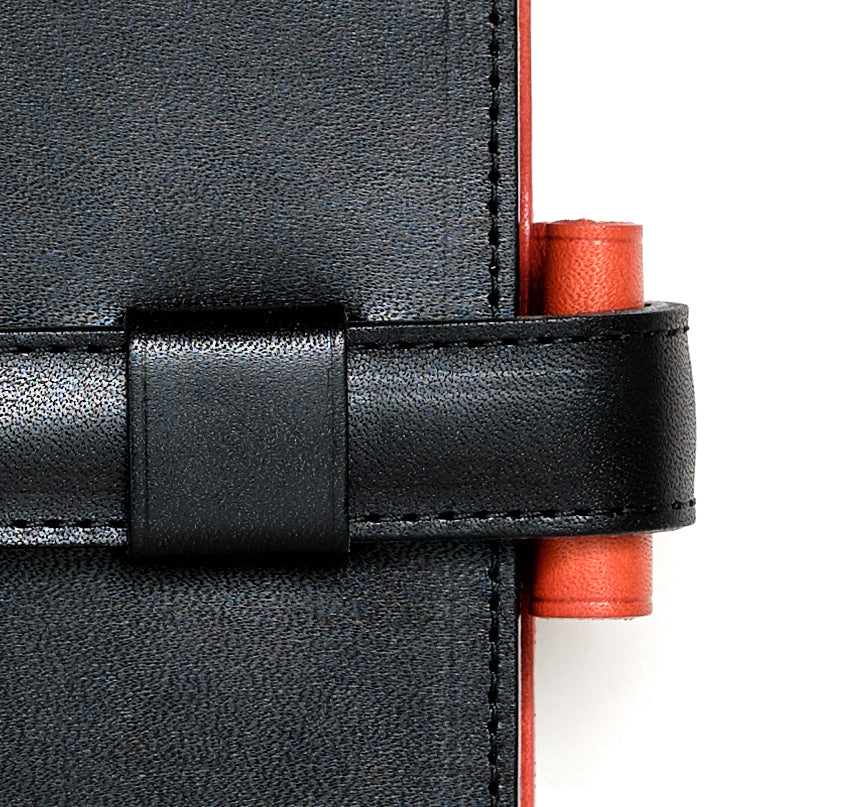 Ateliers Phileas Yokohama Leather A5 Notebook Cover (black/orange)