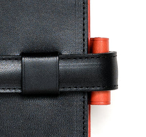 Ateliers Phileas Yokohama Leather A5 Notebook Cover (black/orange)