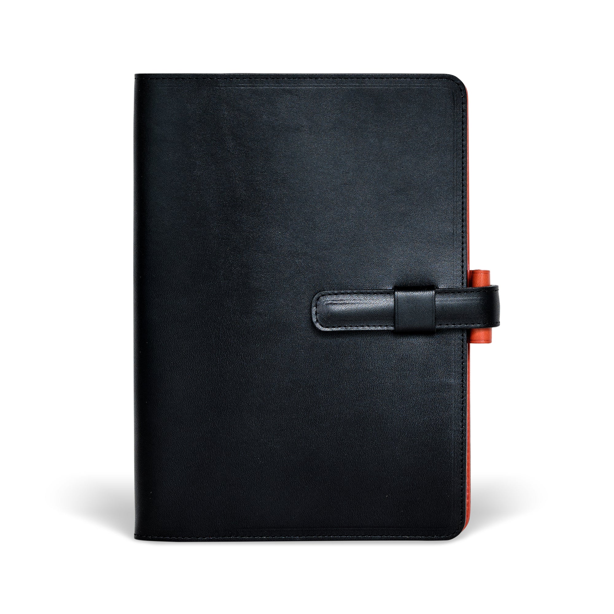 Ateliers Phileas Yokohama Leather A5 Notebook Cover (black/orange)