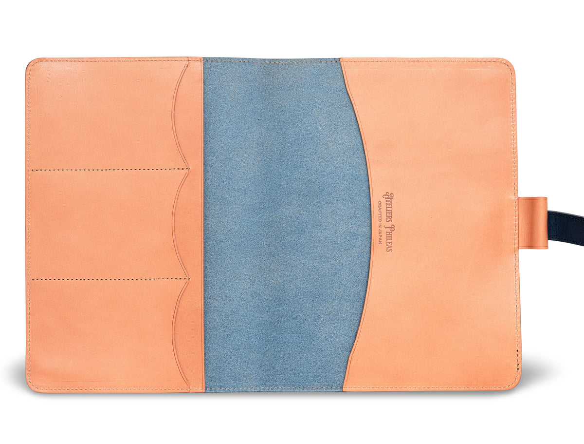 Ateliers Phileas Yokohama Leather A5 Notebook Cover (blue/natural)