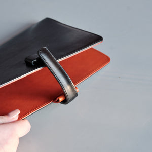 Ateliers Phileas Yokohama Leather A5 Notebook Cover (black/orange)