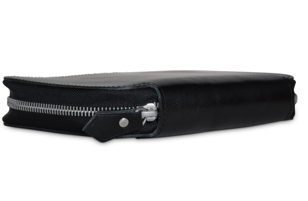 Ateliers Phileas Henro Leather Zipped Organiser (black/orange)