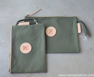 The Superior Labor Leather Patch pouch (khaki) 2 Sizes - NOMADO Store 