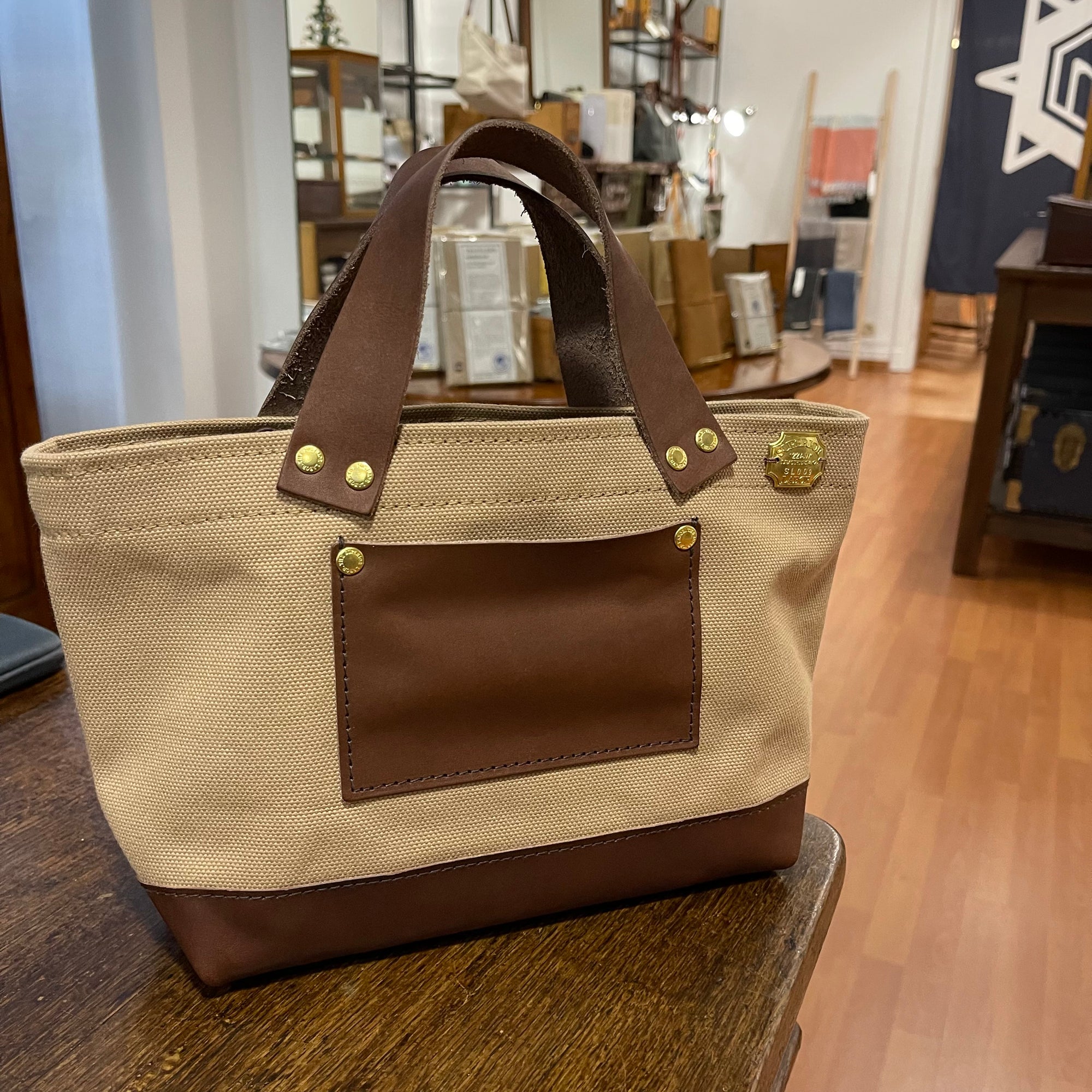 The Superior Labor Engineer Bag Petite Ltd Edition beige/brown canvas & leather