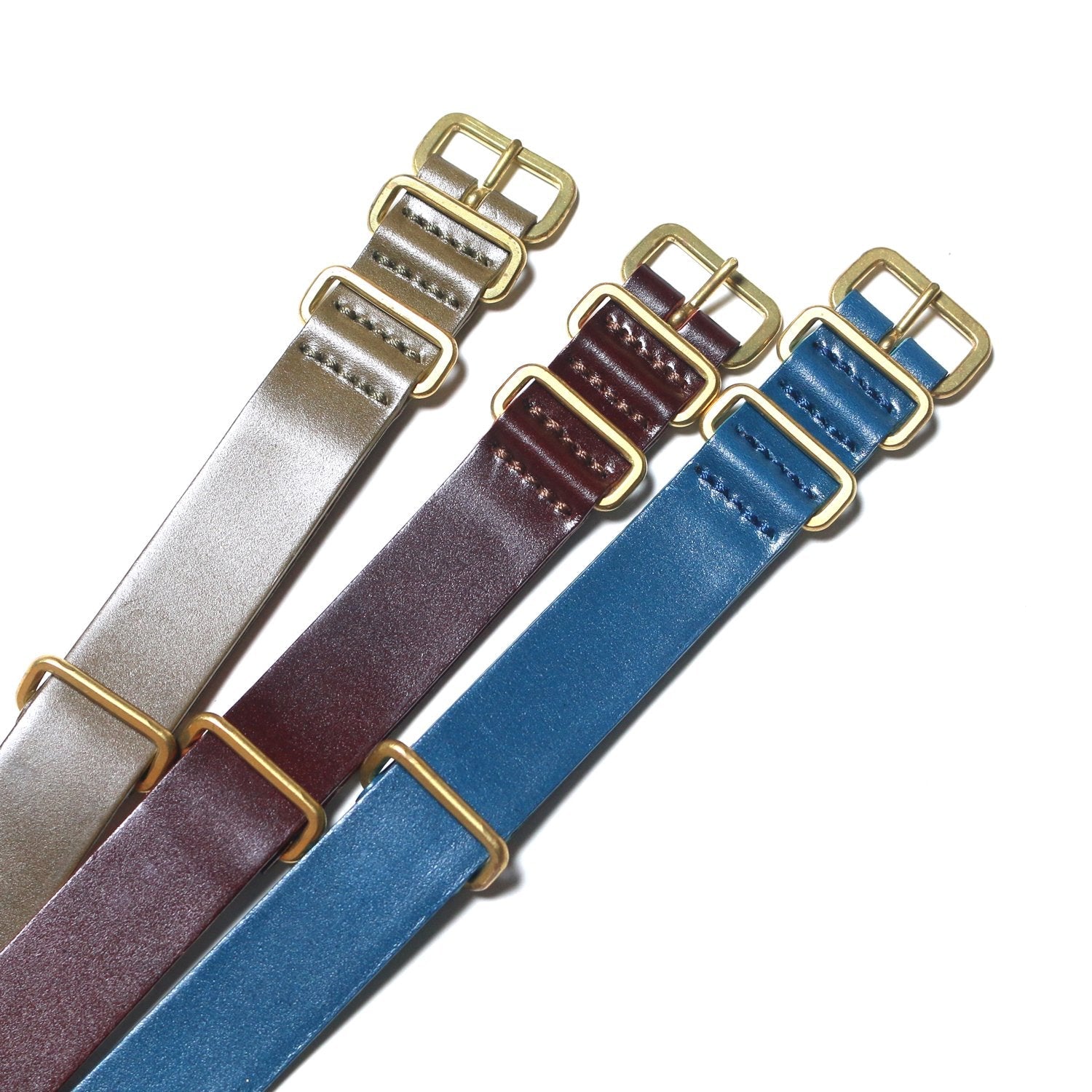 Superior Labor NATO type cordovan watch strap, solid brass fittings (3 colours)