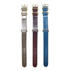 Superior Labor NATO type cordovan watch strap, solid brass fittings (3 colours)