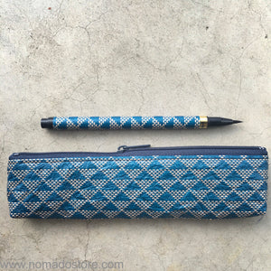 Akashiya Yuzen Japanese Paper Pen Case & Brush Pen (blue)
